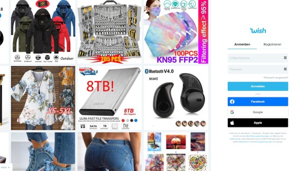 Bild der Webseite Wish