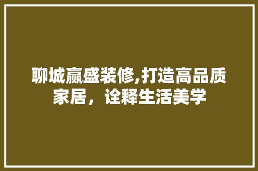 聊城赢盛装修,打造高品质家居，诠释<a target=
