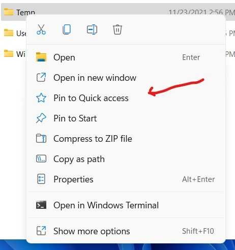 Windows 11 File Explorer Pin Menu