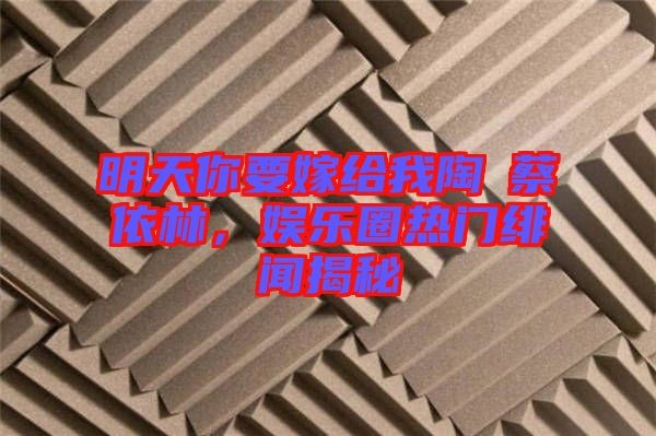 明天你要嫁给我陶喆蔡依林，娱乐圈热门绯闻揭秘