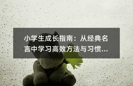 小学生成长指南：从经典名言中学习高效方法与习惯养成