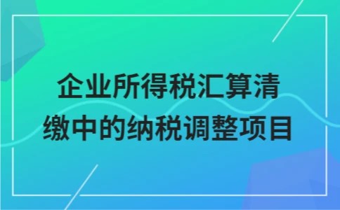 企业所得税汇算清缴中的纳税调整项目