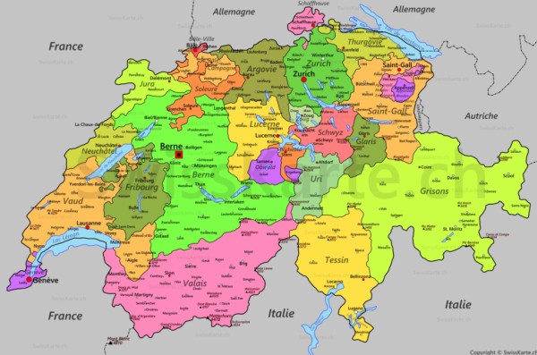 Carte Suisse cantons