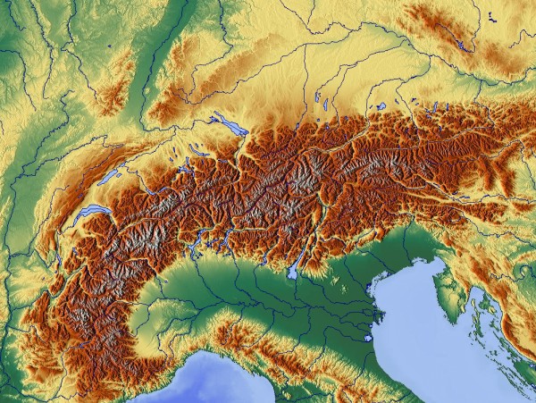 carte du relief de la Suisse