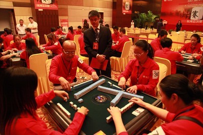 图一 第二届雀友杯全国麻将大师赛总决赛赛场