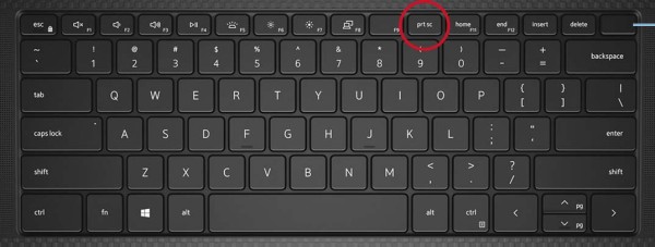 Dell Precision 5550 移动工作站键盘上的 Print Screen 键图示