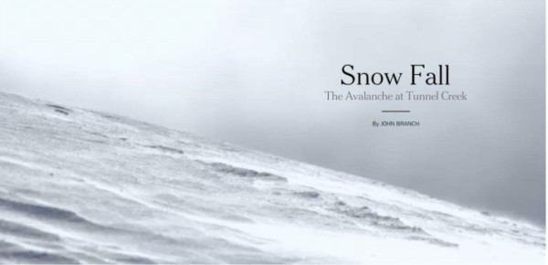 《雪崩》新闻页面截图,图片来源:http://www.nytimes.com/projects/2012/snow-fall/index.html#/?part=tunnel-creek