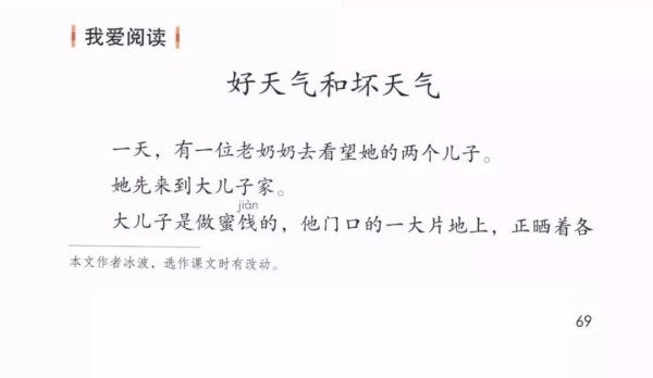 部编版二年级下册我爱阅读《好天气和坏天气》知识点