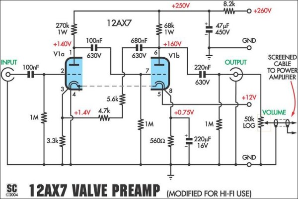 12AX7 Preamp Schematic