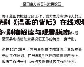 五、社会影响与评价：《温柔的背后》自播出以来，受到了广泛的社会关注。