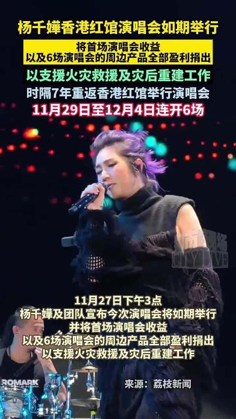 杨千嬅捐赠演唱会首场收益