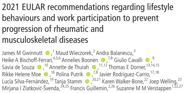 最新指南:EULAR18条建议,风湿患者的超全生活方式指南来了!