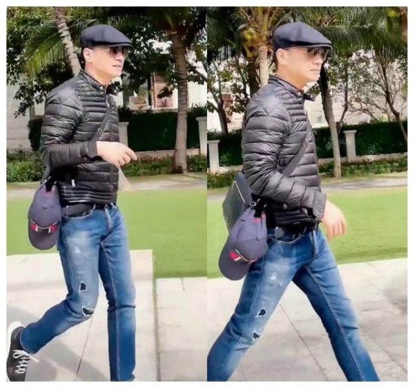 何晟铭罕露面穿着朴素，却坐直升机出门溜达，44岁在戏里已当爹