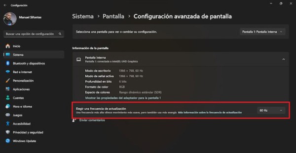 Solución de problemas de frecuencia de actualización