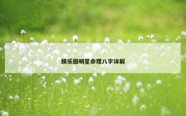 娱乐圈明星命理八字详解