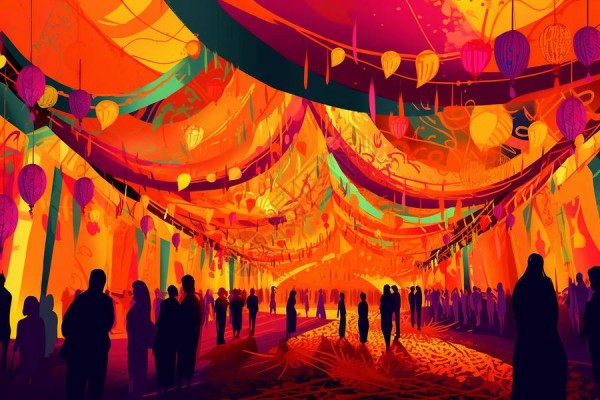 热闹的集市创意插图高清图片