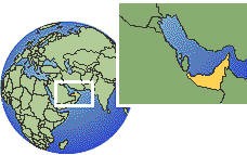 Dubai, United Arab Emirates time zone location map borders