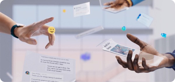 A hand holding a mobile device and another hand tapping a screen.