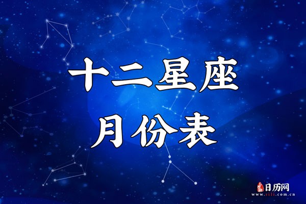 十二星座排序表，十二星座月份表