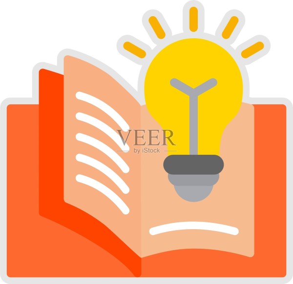 书籍智慧扁平贴纸风格图标插画图片素材