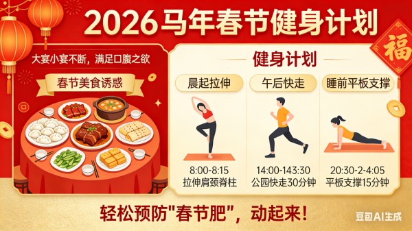 马年春节健康指南㊴|春节宅家也能瘦!这份“防胖健身计划”,简单易做,全家都适用