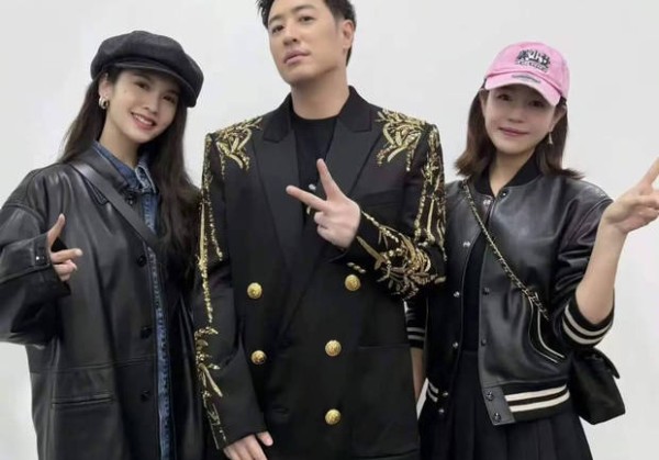 潘玮柏穿黑金西装，陈妍希、杨丞琳在侧，三人同框气场十足。