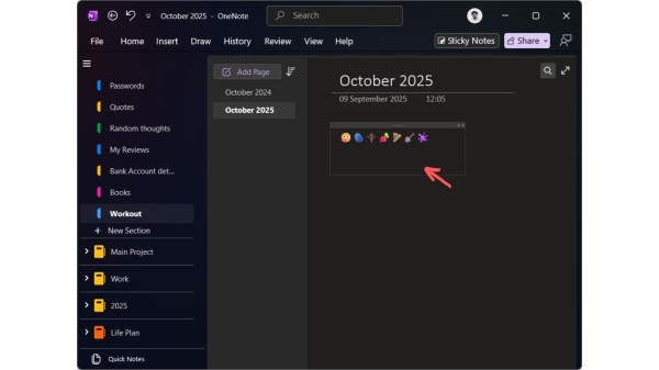 Emoji 16.0 in OneNote