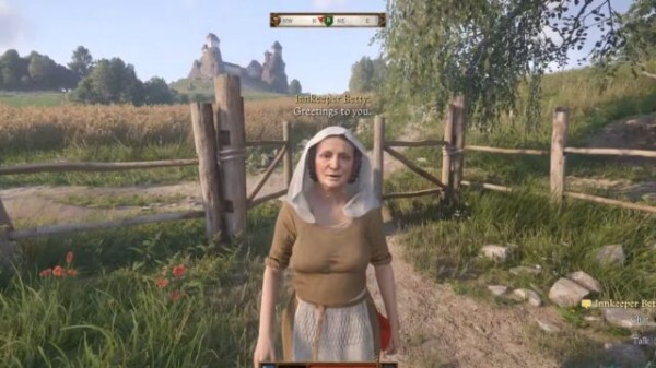 与旅店老板贝蒂交谈