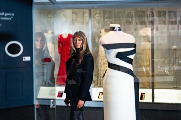 First Lady Melania Trump presents her 2025 inaugural gown to the First Ladies Collection at the Smithsonian National Museum of American History in Washington, D.C., Friday, February 20, 2026. (Official White House Photo by Andrea Hanks)