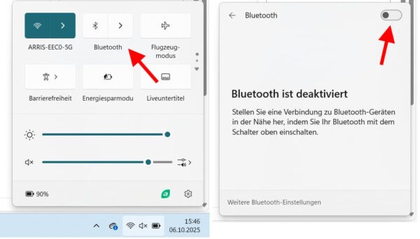 Bluetooth aktivieren unter Windows 11 – Schalter und Schnellmenü im Überblick