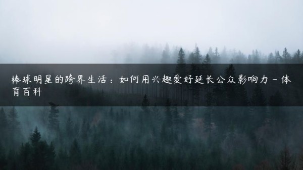 棒球明星的跨界生活：如何用兴趣爱好延长公众影响力