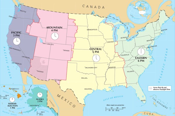 map us time zones