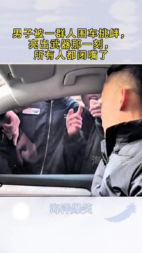 男子被一群人围车挑衅，亮出武器那一刻，所有人都闭嘴了！