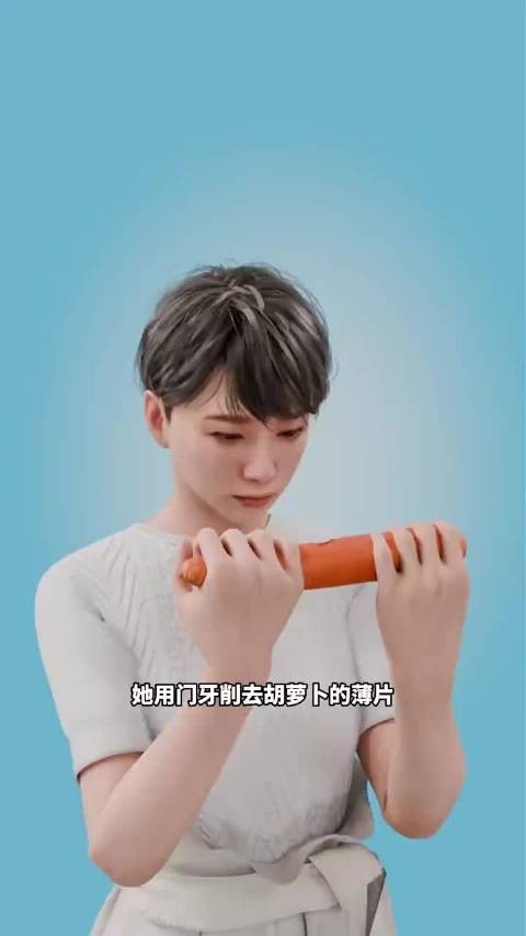 她用牙齿雕刻雕塑作品