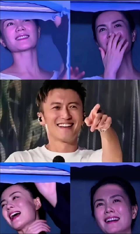 王菲在那英演唱会大笑,谢霆锋演唱会害羞躲闪