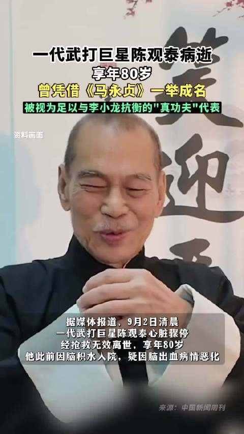 一代武打巨星陈观泰病逝，享年80岁！