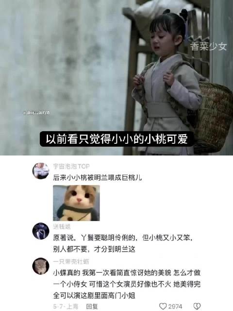 以前看知否只觉得小小桃可爱，现在看才发现这是明兰不受重视的证明