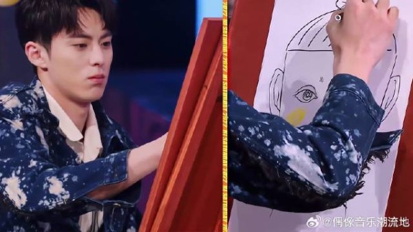 王鹤棣现场作画，被老师调侃是寸头，笑不活了！