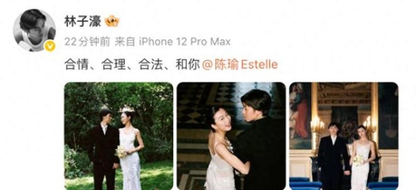 林依轮大儿子林子濠结婚了！超模太太陈瑜晒婚纱照，双方父母同框
