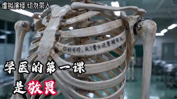 医学生把大体老师遗骨当玩物
